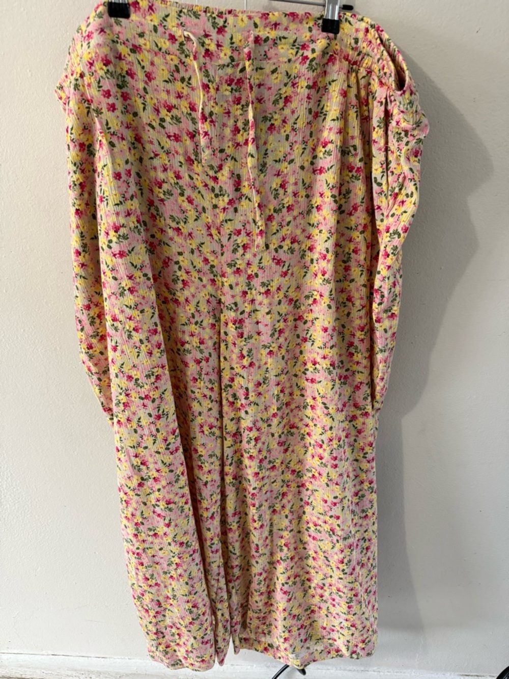 Torrid Floral Drawstring Wide Leg Pant in Pink, Yellow and Green